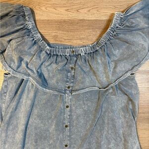 Umgee Blue Off-Shoulder Mini Dress